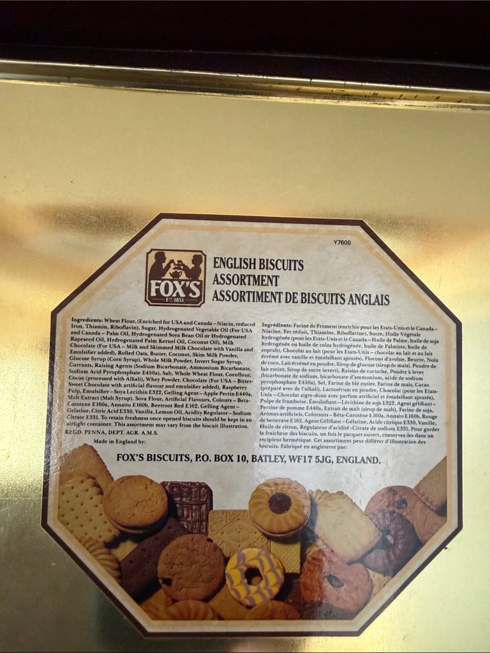 Vintage Fox's Famous Assorted Biscuits Tin Features Nostalgic Heritage Artwork